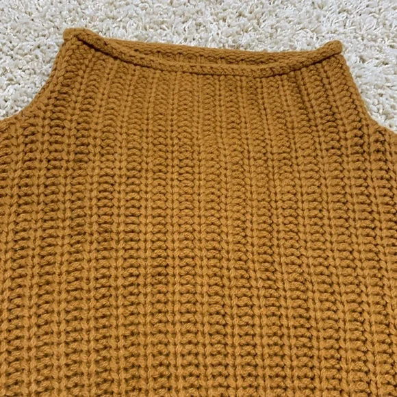 Madewell chunky knit sweater mock neck pumpkin spice button detail SZ S - Picture 3 of 11